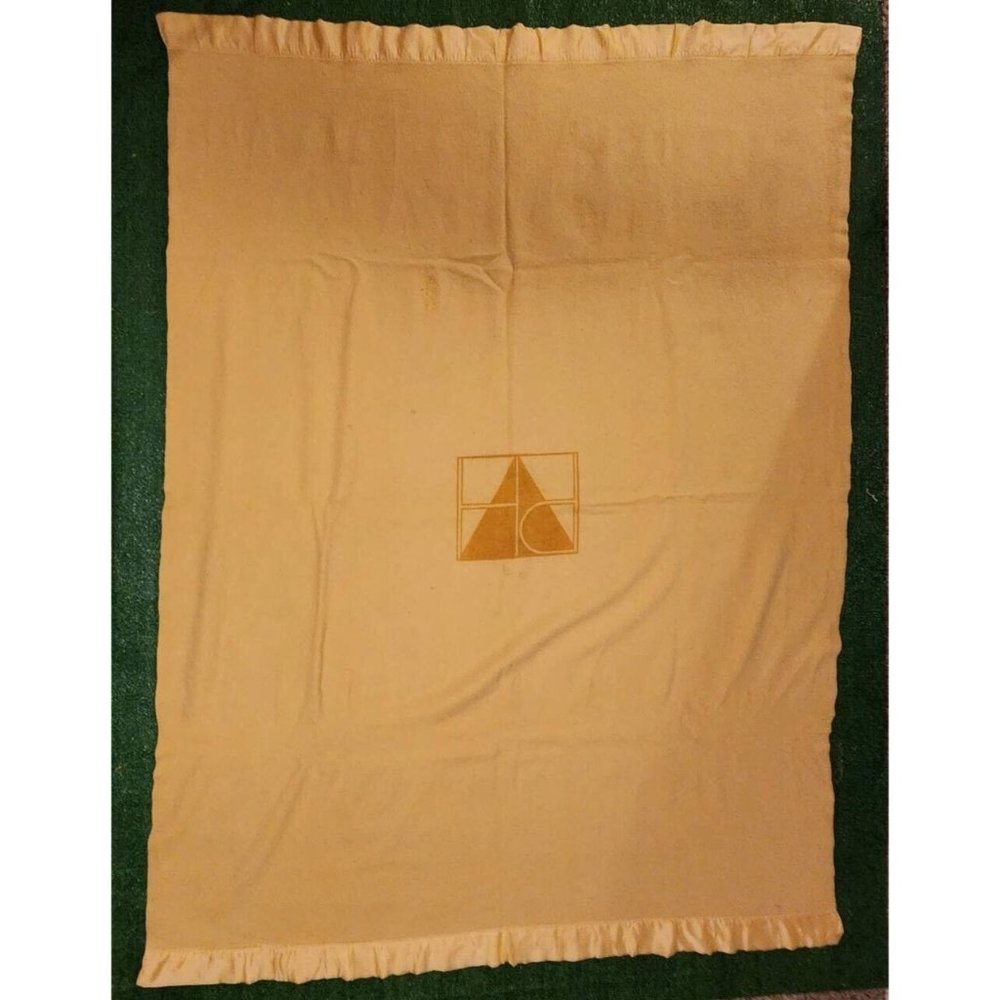 Vintage Kenwood Wool Blanket Yellow Mustard 75" x 55"